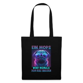 Hunde Spruch Pug Design für Hundeliebhaber - Stoffbeutel - Schwarz - Vorne