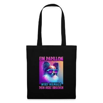Hunde Spruch Papillon Design für Hundeliebhaber - Stoffbeutel - Schwarz - Vorne