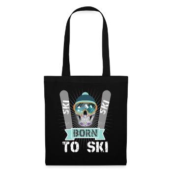 Wintersport Skifahrer Skifahren Born to Ski - Stoffbeutel - Schwarz - Vorne