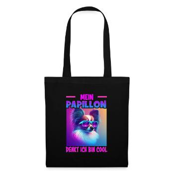 Hunde Spruch Papillon Design für Hundeliebhaber - Stoffbeutel - Schwarz - Vorne