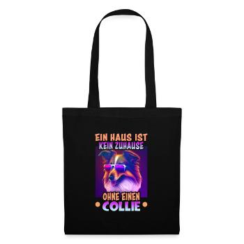 Hunde Spruch Collie Design - Stoffbeutel - Schwarz - Vorne