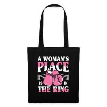 A Woman's Place Is In The Ring - Stoffbeutel - Schwarz - Vorne
