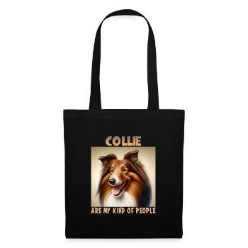 Collie Hunde Spruch Collie Design - Stoffbeutel - Schwarz - Vorne