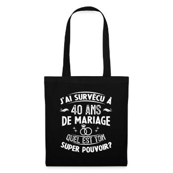 40 Ans De Mariage humoristique mariage - Sac en tissu - noir - Devant