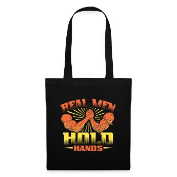 Real men hold hands - arm wrestling - Tote Bag - black - Front