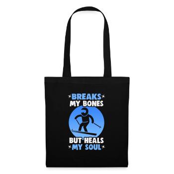 Skifahrer Breaks my bones but heals my soul Ski - Stoffbeutel - Schwarz - Vorne