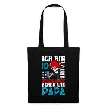 Ich bin 10 - Mädchen Rocker - Stoffbeutel - Schwarz - Vorne