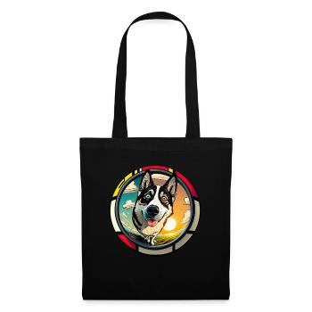 Hunde Cartoon Huskie Design für Hundeliebhaber - Stoffbeutel - Schwarz - Vorne