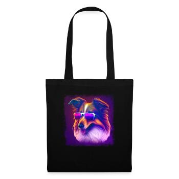 Collie Hunde Cartoon Collie Design - Stoffbeutel - Schwarz - Vorne