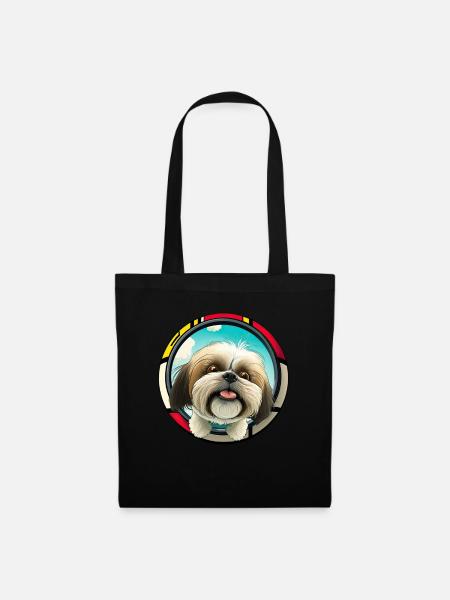 Hunde Spruch Shih Tzu Cartoon für Hundeliebhaber - Stoffbeutel - Schwarz