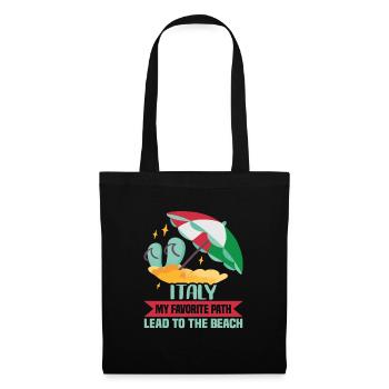 Italie vacances à la plage au bord de la mer Design beach motif - Sac en tissu - noir - Devant