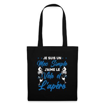 Je suis un Mec Simple j'aime Le Vélo Et L'apéro - Sac en tissu - noir - Devant