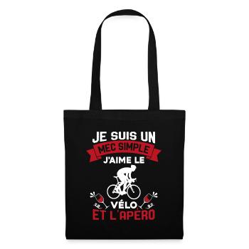 Je suis un Mec Simple j'aime Le Vélo Et L'apéro - Sac en tissu - noir - Devant