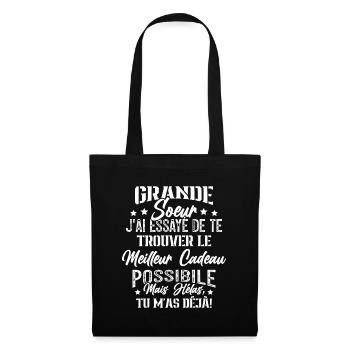 Meilleure Grande Soeur du monde idée cadeau - Sac en tissu - noir - Devant