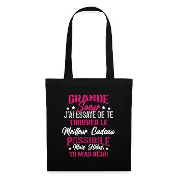 Meilleure Grande Soeur du monde idée cadeau - Sac en tissu - noir - Devant