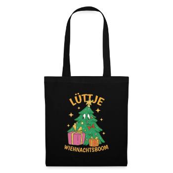 Lüttje Wiehnachtsboom Plattdeutsch - Stoffbeutel - Schwarz - Vorne