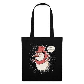 Lüttje Sneeimann Plattdeutsch Schneemann - Stoffbeutel - Schwarz - Vorne