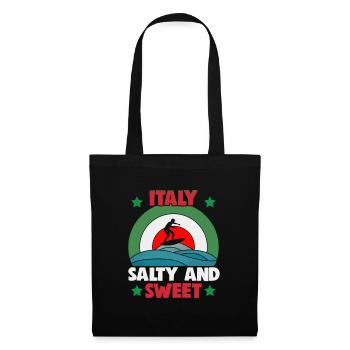 Italien Strandurlaub am Meer Design Strandmotiv - Stoffbeutel - Schwarz - Vorne