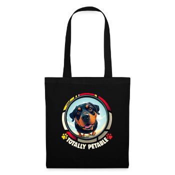 Hunde Spruch Rottweiler Cartoon für Hundeliebhaber - Stoffbeutel - Schwarz - Vorne