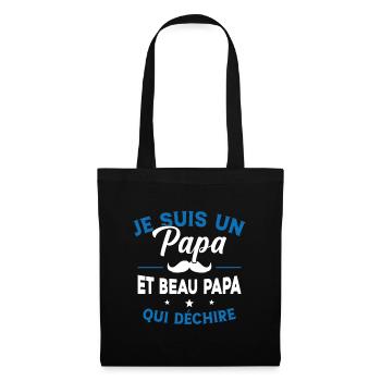Je suis un Papa et Beau Papa qui déchire Cadeau - Sac en tissu - noir - Devant