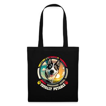 Hunde Cartoon Huskie Design für Hundeliebhaber - Stoffbeutel - Schwarz - Vorne