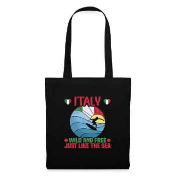 Italie vacances à la plage au bord de la mer Design beach motif - Sac en tissu - noir - Devant