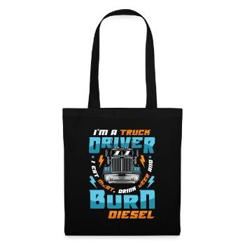 Le chauffeur de camion mange de la viande et boit de la bière - Sac en tissu - noir - Devant
