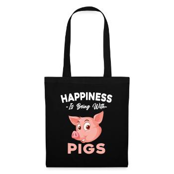 Le bonheur c'est d'être avec des cochons Cadeau - Sac en tissu - noir - Devant