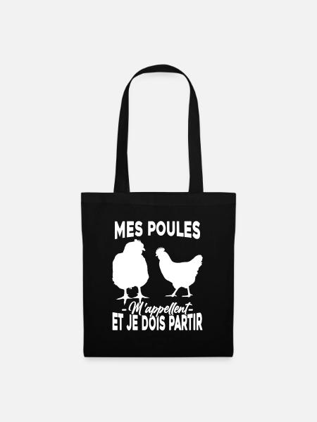 Volaille Poule Mes Poules Mappellent Drole Fermier - Sac en tissu - noir