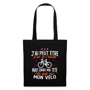 Dans Ma Tête Je suis sur Mon Vélo Humour Cyclisme - Sac en tissu - noir - Devant
