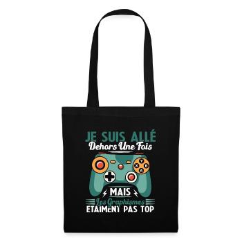 Cadeau Humour Console Graphisme Jeux Vidéo - Sac en tissu - noir - Devant