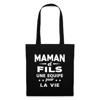 Maman et Fils une equipe Cadeau Fête Des Mères - Sac en tissu - noir - Devant