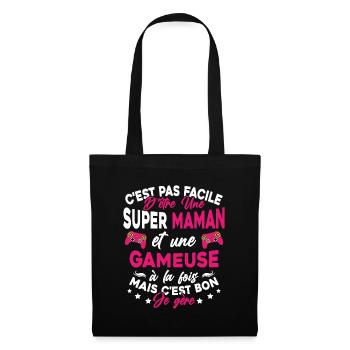Super Maman Gameuse Humour Gamer Cadeau - Sac en tissu - noir - Devant