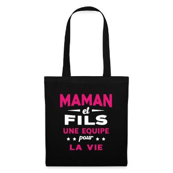 Maman et Fils une equipe Cadeau Fête Des Mères - Sac en tissu - noir - Devant
