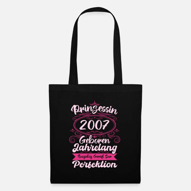 Prinzessin seit 2007 Geburtstag 2007 - Stoffbeutel - Schwarz