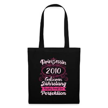 Prinzessin seit 2010 Geburtstag 2010 - Stoffbeutel - Schwarz - Vorne