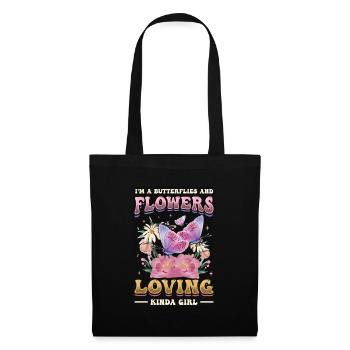 J’aime les papillons et les fleurs - Sac en tissu - noir - Devant