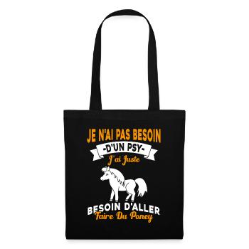cadeau cheval poney besoin d'aller faire du poney - Sac en tissu - noir - Devant