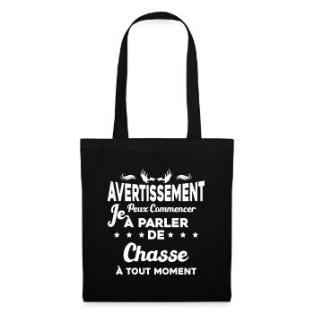 Parler de chasse à tout moment Humour chasseur - Sac en tissu - noir - Devant