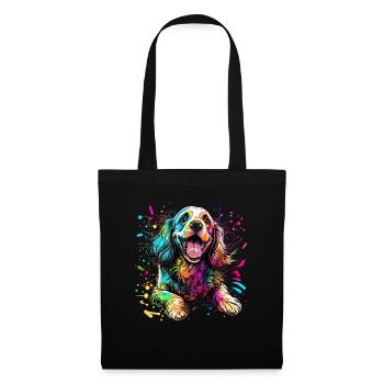 Dog Cartoon Cocker Spaniel pour les amoureux des chiens - Sac en tissu - noir - Devant