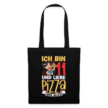 Ich bin 11 - Mädchen Pizza - Stoffbeutel - Schwarz - Vorne