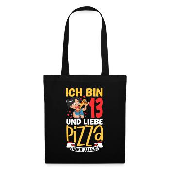 Ich bin 13 - Mädchen Pizza - Stoffbeutel - Schwarz - Vorne