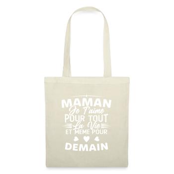 Maman je t'aime Mère Bébé Naissance Amour - Sac en tissu - nature - Devant