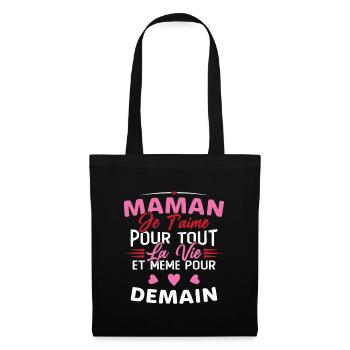 Maman je t'aime Mère Bébé Naissance Amour - Sac en tissu - noir - Devant