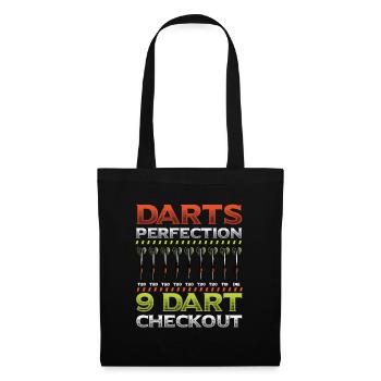 Dart Perfection, 9 Dart Checkout, Dart Spieler - Stoffbeutel - Schwarz - Vorne