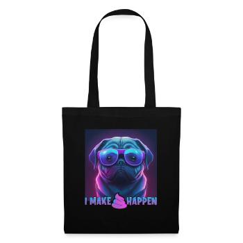 Hunde Spruch Mops Design für Hundeliebhaber - Stoffbeutel - Schwarz - Vorne
