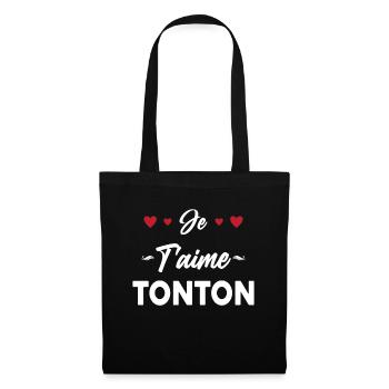 Je T'aime Tonton Cadeau D'anniversaire - Sac en tissu - noir - Devant