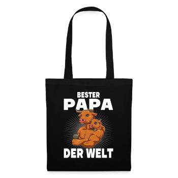 Bester Papa der Welt Vatertag Vater Bulle Stier - Stoffbeutel - Schwarz - Vorne