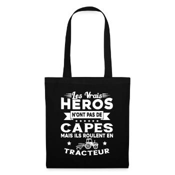 Tracteur Héros Cadeau Agriculteur Humour Fermier - Sac en tissu - noir - Devant