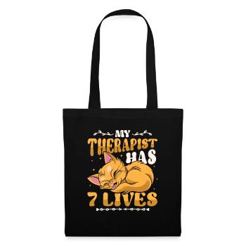 Mon thérapeute a 7 vies, amoureux des chats - Sac en tissu - noir - Devant